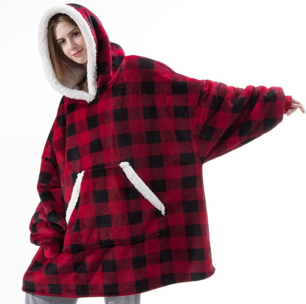 ⁦YFFS Hoodie Blanket Sweatshirt for Women and Men, Super Warm and Cozy Big Wearable Blanket Hoodie, Thick Flannel Blanket with Sleeves and Giant Pocket⁩ - الصورة ⁦1⁩
