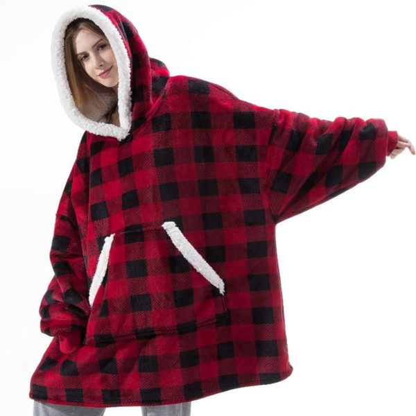 YFFS Hoodie Blanket Sweatshirt for Women and Men, Super Warm and Cozy Big Wearable Blanket Hoodie, Thick Flannel Blanket with Sleeves and Giant Pocket