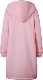 YQWHL Stretchable Comfortable Women Long Sleeve Hoodie Sweatshirts, Casual Loose Hooded Coat Zipper with 2 Front Pockets Plus Sizes Small to XXXXXL (UK 6YQWHL 22) (Pink,L)