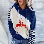 ⁦ZONEEAKO Merry Christmas Hoodie for Women,Casual Christmas Holiday Long Sleeve Sweatshirts with Snowman/Elk 2D Print Pullover Tops with Pocket,S-2XL (Color : Black-c, Size : S)⁩ - الصورة ⁦2⁩