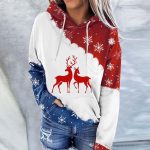 ⁦ZONEEAKO Merry Christmas Hoodie for Women,Casual Christmas Holiday Long Sleeve Sweatshirts with Snowman/Elk 2D Print Pullover Tops with Pocket,S-2XL (Color : Green, Size : L)⁩ - الصورة ⁦2⁩