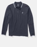 ⁦American Eagle Mens U-0176-3079-472 P-Intl L/S Polo Heather⁩ - الصورة ⁦3⁩