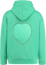 ⁦Women's Fashion Rhinestone Sweatshirt Autumn Winter Solid Color Personality Back Hollow Rhinestone Pullover Hoodies Color2 XL⁩ - الصورة ⁦6⁩
