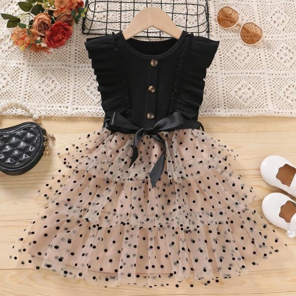 TAGAS Baby-Girl's Mesh Fit and Flare Standard Length Dress