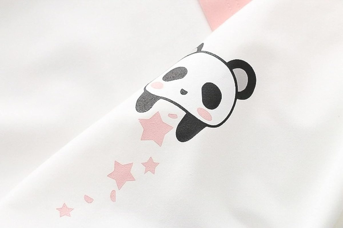 ⁦SHINsuke Women Kawaii Panda Hoodies Cute Long Sleeve Anime Preppy Sweatshirts Fall Drawstring Loose Patchwork Pullover with Pocket, Pink, One Size⁩ - الصورة ⁦8⁩