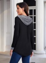 ⁦Siddhe Pullover Women's Elegant Hoodie Zip Up Tunic Women's Long Sleeve Blouse Hoodie Tops Jumper with Hood Long Shirt Long Sweatshirt A-line Loose Tops, Houndstooth 3XL⁩ - الصورة ⁦4⁩