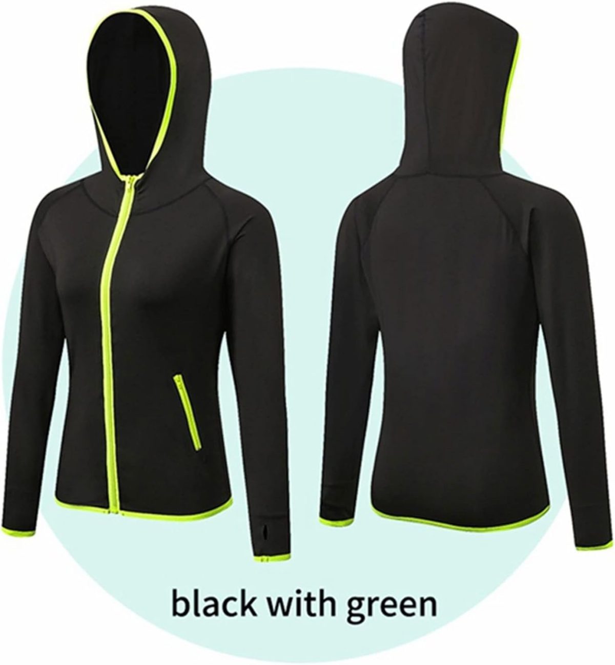 ⁦TOEE Women Sweatshirts Women's Running Jacket Clothes Long Sleeve Running Hoodie Yoga Gym Fitness Tight Tops Quick-Dry Breathable Sports Coat (Color : Black, Size : XX-Large)⁩ - الصورة ⁦7⁩