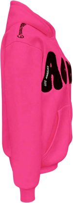 ⁦GORGLITTER Women's Letter Star Print Zip Up Hoodie Long Sleeve Streetwear Sweatshirt Hot Pink L⁩ - الصورة ⁦3⁩