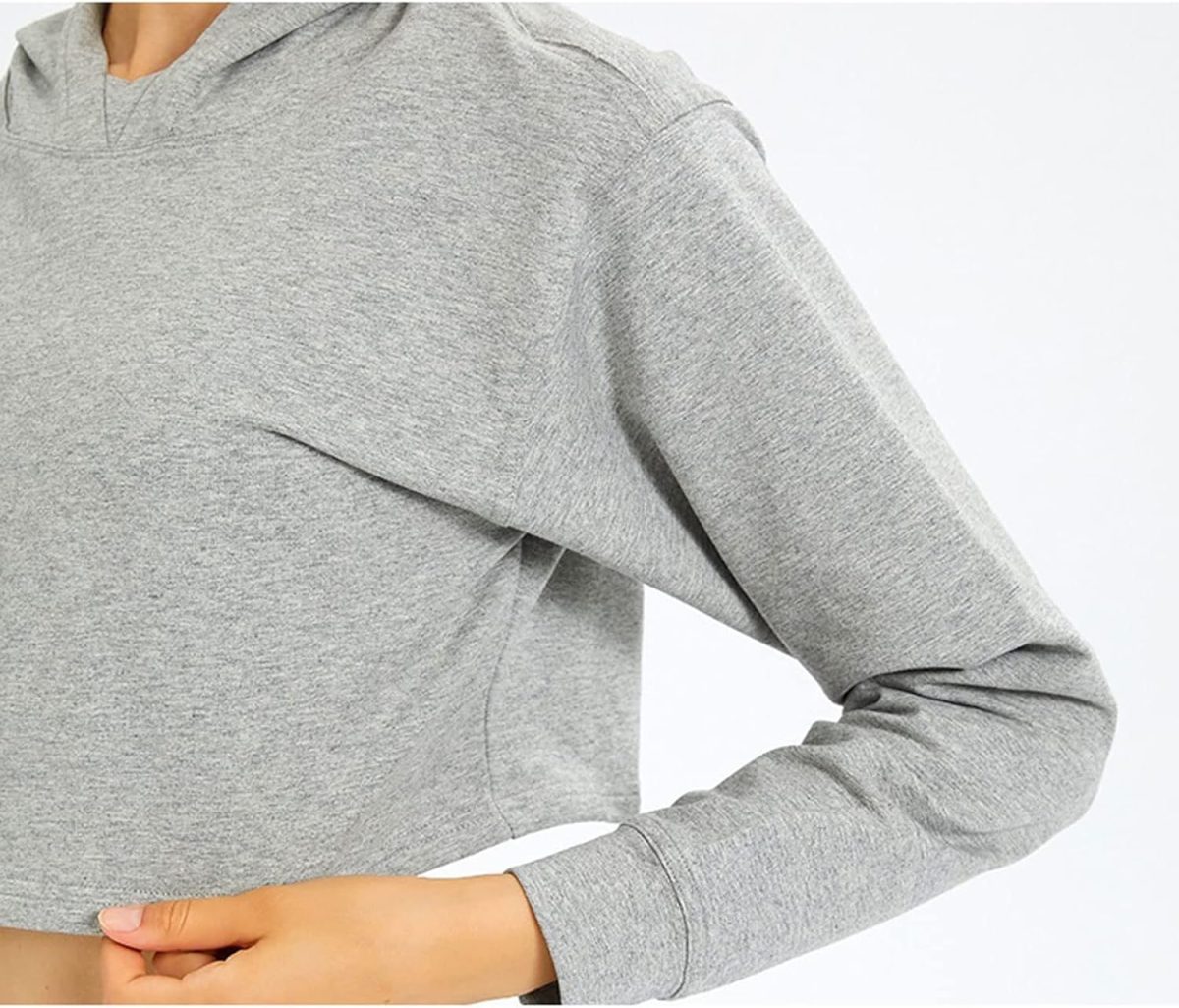 ⁦TOEE Women Sweatshirts Women Clothes Relaxed Fit Running Cotton Soft Sweatshirts Fitness Sports Yoga Pullover Top Yours Cropped Hoodie (Color : Black, Size : Small)⁩ - الصورة ⁦4⁩
