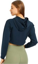 ⁦TOEE Women Sweatshirts Women Clothes Relaxed Fit Running Cotton Soft Sweatshirts Fitness Sports Yoga Pullover Top Yours Cropped Hoodie (Color : Black, Size : Small)⁩ - الصورة ⁦7⁩