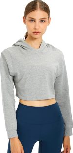⁦TOEE Women Sweatshirts Women Clothes Relaxed Fit Running Cotton Soft Sweatshirts Fitness Sports Yoga Pullover Top Yours Cropped Hoodie (Color : Black, Size : Small)⁩ - الصورة ⁦8⁩