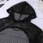 ⁦TAIKMD Women's Mesh Fishnet Hollow Out Hoodies Shirts See Through Sheer Pullover Sweatshirts Crop Top Clubwear⁩ - الصورة ⁦5⁩