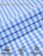 ⁦HENORD Plaid Shirt for Men Button Down Shirt Summer Casual Long Sleeve V-Neck Pullover Top⁩ - الصورة ⁦5⁩