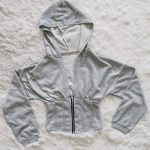 ⁦PRIVIMIX Women's Half Zipper Corset Top Long Sleeve Cropped Hoodie Solid Deep V-Neck Casual Workout Jacket Sweatshirt⁩ - الصورة ⁦3⁩