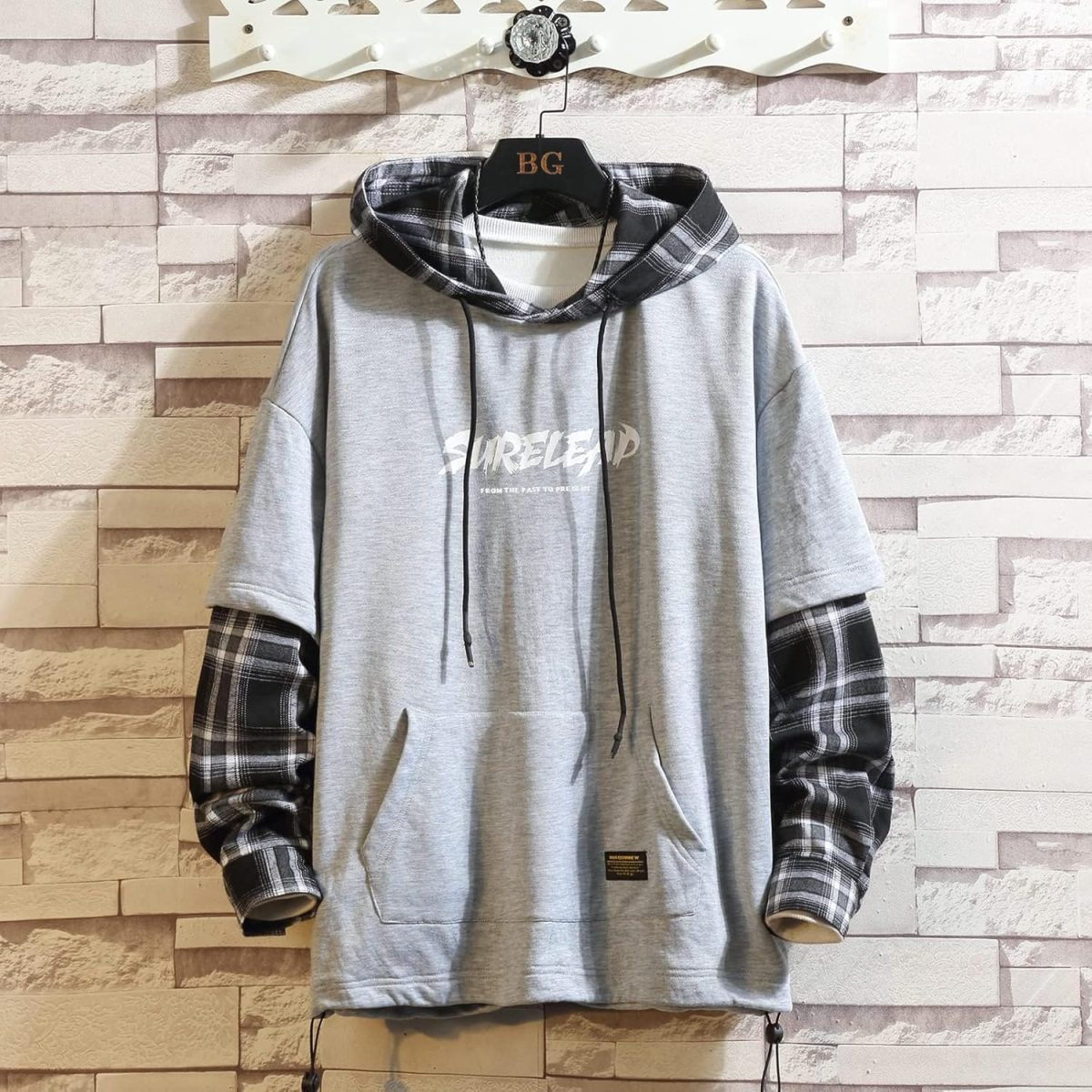 ⁦Patchwork Hoodies Men Letter Print Streetwear Hoodie Men Sweatshirt⁩ - الصورة ⁦2⁩