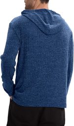 ⁦SEAUR Mens Hoodie Pullover Sweatshirts with Henley Collar Long Sleeve Drawstring Button Down Hoodie Soild Color⁩ - الصورة ⁦3⁩