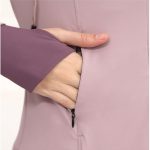 ⁦TOEE Women Sweatshirts Women's Loose Running Jacket Long Sleeve Yoga Shirts With Zipper Thumb Holes Casual Elastic Sport Coat Top Gym Sports Hoodies (Color : Black, Size : X-Large)⁩ - الصورة ⁦4⁩