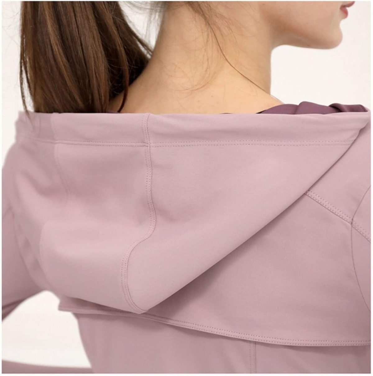 ⁦TOEE Women Sweatshirts Women's Loose Running Jacket Long Sleeve Yoga Shirts With Zipper Thumb Holes Casual Elastic Sport Coat Top Gym Sports Hoodies (Color : Black, Size : X-Large)⁩ - الصورة ⁦5⁩