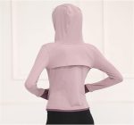 ⁦TOEE Women Sweatshirts Women's Loose Running Jacket Long Sleeve Yoga Shirts With Zipper Thumb Holes Casual Elastic Sport Coat Top Gym Sports Hoodies (Color : Black, Size : X-Large)⁩ - الصورة ⁦9⁩