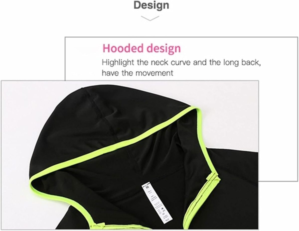 ⁦TOEE Women Sweatshirts Women's Running Jacket Clothes Long Sleeve Running Hoodie Yoga Gym Fitness Tight Tops Quick-Dry Breathable Sports Coat (Color : Green, Size : X-Large)⁩ - الصورة ⁦4⁩