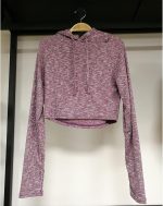 ⁦TOEE Women Sweatshirts Knitted Top Women Round-Neck Loose Long-Sleeved Short Running Hoodie Autumn Winter Sports Tops Yoga Clothes Sportswear (Color : Gray, Size : Small)⁩ - الصورة ⁦7⁩