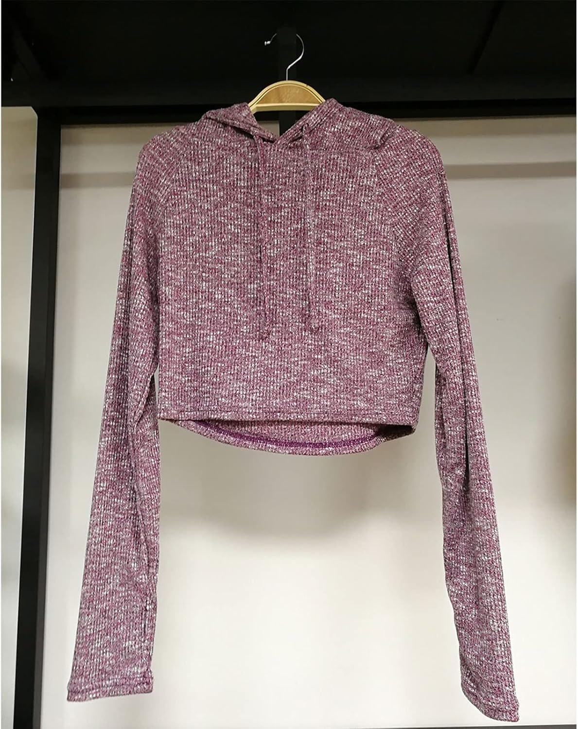 ⁦TOEE Women Sweatshirts Knitted Top Women Round-Neck Loose Long-Sleeved Short Running Hoodie Autumn Winter Sports Tops Yoga Clothes Sportswear (Color : Gray, Size : Small)⁩ - الصورة ⁦7⁩