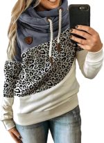 FYTVHVB Womens Cowl Neck Pullover Hoodie Casual Color Block Long Sleeve Drawstring Sweatshirt Jumper Tunic Lightweight Fleece Tops S-5XL