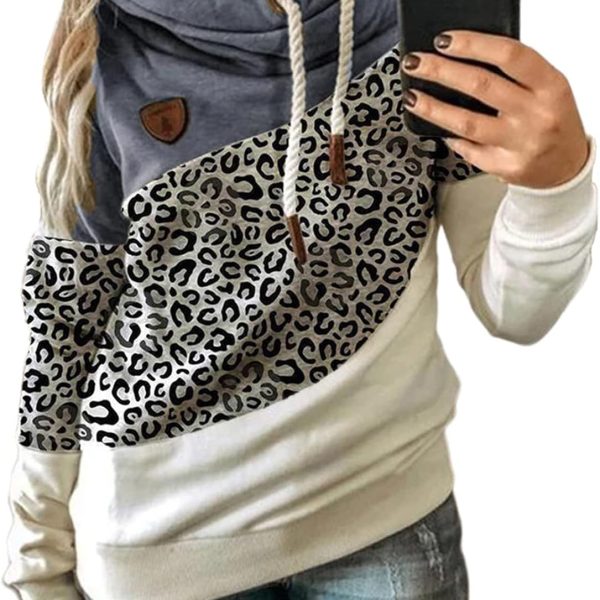 FYTVHVB Womens Cowl Neck Pullover Hoodie Casual Color Block Long Sleeve Drawstring Sweatshirt Jumper Tunic Lightweight Fleece Tops S-5XL