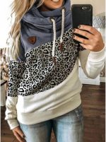 ⁦FYTVHVB Womens Cowl Neck Pullover Hoodie Casual Color Block Long Sleeve Drawstring Sweatshirt Jumper Tunic Lightweight Fleece Tops S-5XL⁩ - الصورة ⁦2⁩