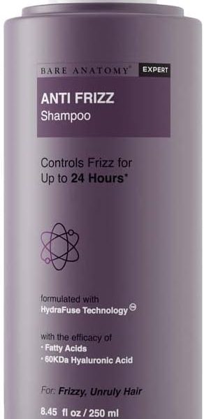 Bare Anatomy Anti Frizz Shampoo, Frizz Control Upto 24 Hrs, Powered By Hyaluronic Acid & Fatty Acids, Smooth, Shiny & Frizz Free Hair, Paraben & Sulphate Free, Women & Men, 250Ml