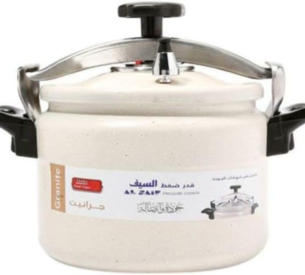 ALSAIF Aluminum Granite Pressure Cooker Size: 8 Liter Color: Pearl White Model: K98008/PW, 5 Years warranty