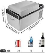 ⁦QBNZAXC Mini fridge Car Refrigerator 20L Multi-Function Fridge Protable Refrigerator Freezer Cooler Grey low energy⁩ - الصورة ⁦6⁩