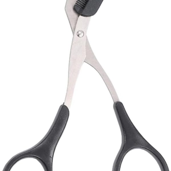 erioctry Professional Precision Trimmer Eyebrow Scissors Remover Beauty Tool with Comb and Non Slip Finger Grips Black Silver Tone for Men