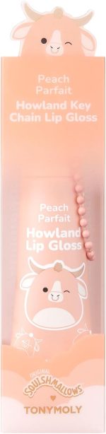 ⁦TONYMOLY x Squishmallows Howland Keychain Lip Gloss – Sheer Peach Tint, Hydrating & High-Shine Lip Balm with Peach Extract & Jojoba Oil, 11ml⁩ - الصورة ⁦9⁩