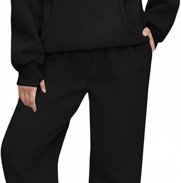Girls 2 Piece Outfits Sweatsuit Kids Fleece Half Zip Hoodies Sweatshirt and Sweatpants Set with Pockets