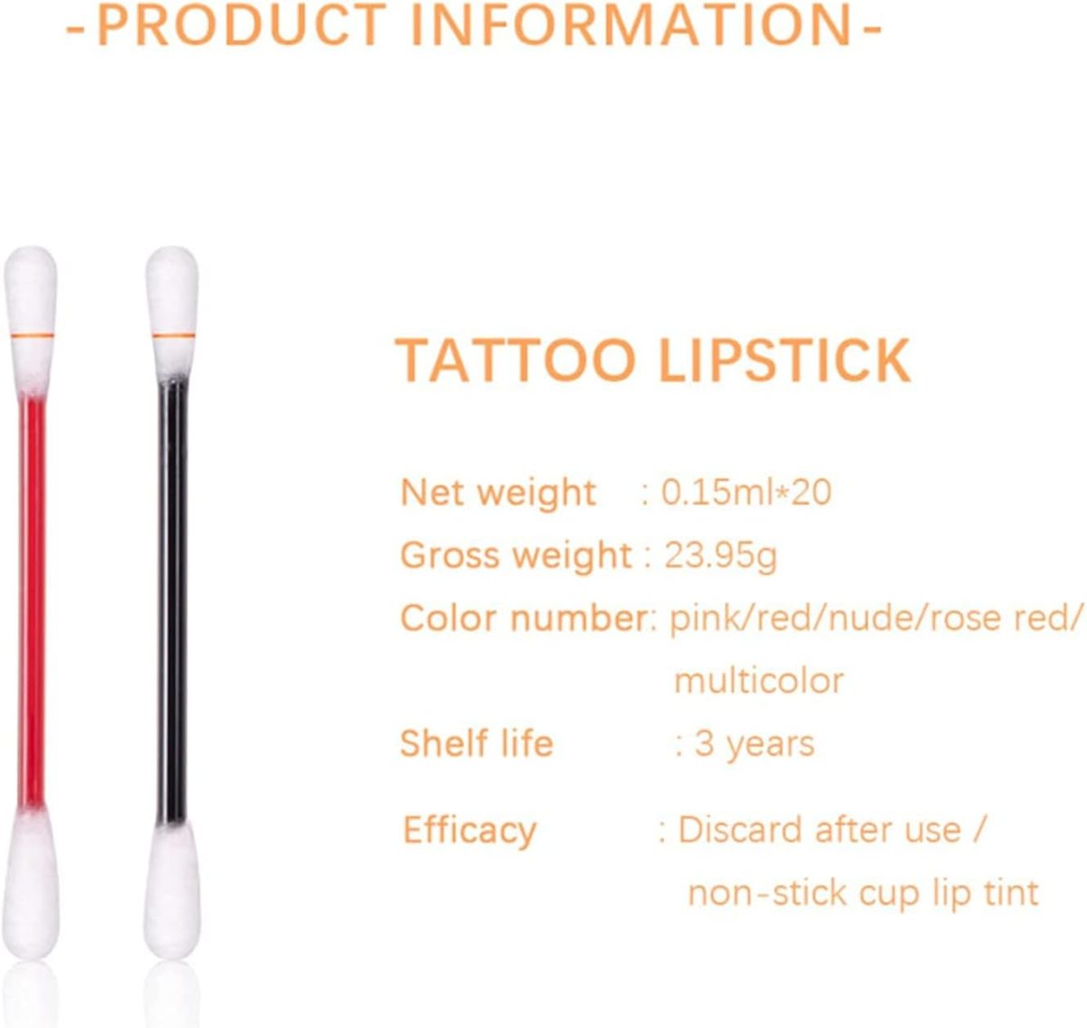 ⁦Hollow Comb Women's Lipstick with Cotton Swab (Set of 20 Pieces)⁩ - الصورة ⁦3⁩