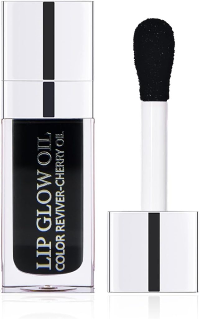 Sea-Maid Plumping Lip Gloss, Hydrating Lip Gloss Tinted Lip Balm, Big Brush Head Glitter Shine, Long Lasting Nourishing Non-sticky Fresh Texture, Black