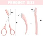 ⁦Bukela 3 Pcs Eyebrow Trimmer Set Lamination Kit with Comb Scissors Curved Straight Razors All in One Beauty Tools for Men Women Pink⁩ - الصورة ⁦7⁩