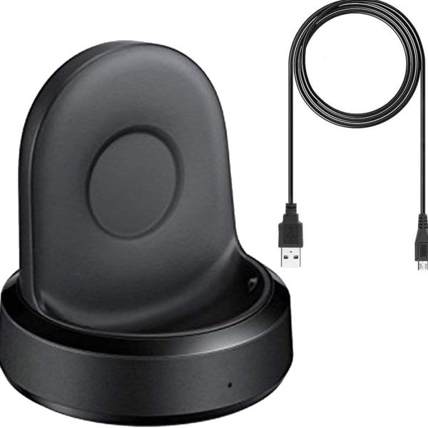 EXMRAT Compatible with Samsung Gear Sport Charger, Replacement Charging Dock Cradle for Samsung Gear Sport -R600 Smart Watch (Black)