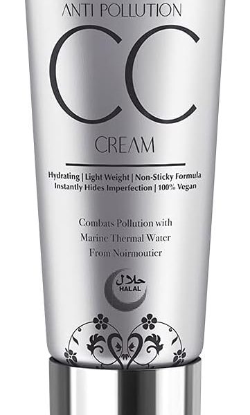 LAFZ Halal Golden Beige Anti-pollution Cc Cream, Non-sticky Formula for Long-lasting Radiant Finish, Marine Thermal Water From Noirmoutier, France Made in Italy