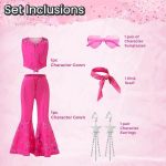 ⁦Home Smart Cowgirl Costume for Girls Pink Western Cowgirl Suit Princess Costume with Pant Top Bow Tie and Glasses Ideal Gift for Birthday⁩ - الصورة ⁦3⁩