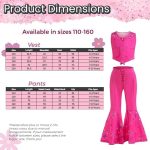 ⁦Home Smart Cowgirl Costume for Girls Pink Western Cowgirl Suit Princess Costume with Pant Top Bow Tie and Glasses Ideal Gift for Birthday⁩ - الصورة ⁦2⁩