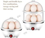 ⁦Paporich Egg Cooker,Double Layer Egg Boiler,14 Egg Capacity,Multifunction Heated Milk,Heated Food,Hard Boiled Egg Cooker Anti-Dry Electric Food Steamer with Measuring Cup (White)⁩ - الصورة ⁦2⁩