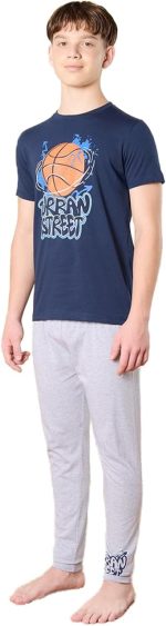 REDTAG Senior Boys Navy Urban Street Print Pyjama Set (2 Piece)