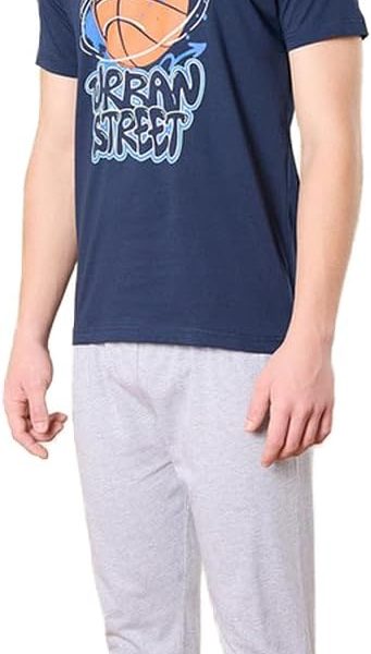 REDTAG Senior Boys Navy Urban Street Print Pyjama Set (2 Piece)