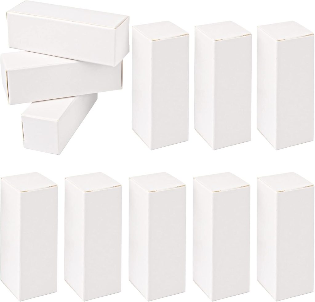 AUEAR, 50 Pack White Kraft Paper Lipstick Boxes Empty Lip Gross Box 3.35'x1.1'x1.1' Rectangle Lip Balm Boxes Perfume Essence Oil Packaging Cases for DIY Lip Gloss Gift Packing