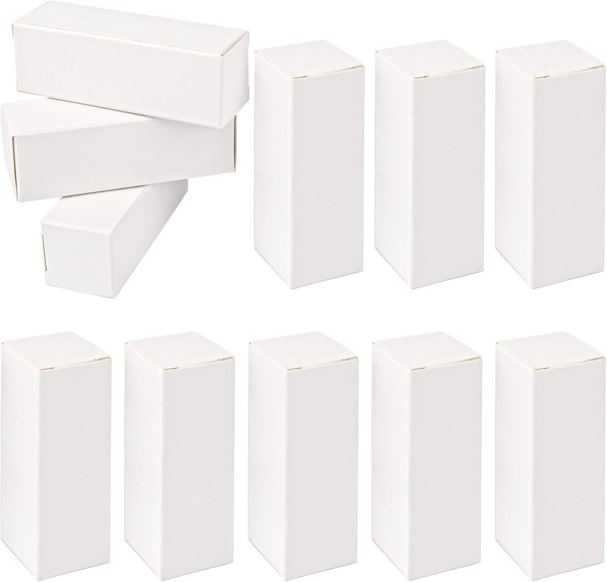 AUEAR, 50 Pack White Kraft Paper Lipstick Boxes Empty Lip Gross Box 3.35'x1.1'x1.1' Rectangle Lip Balm Boxes Perfume Essence Oil Packaging Cases for DIY Lip Gloss Gift Packing
