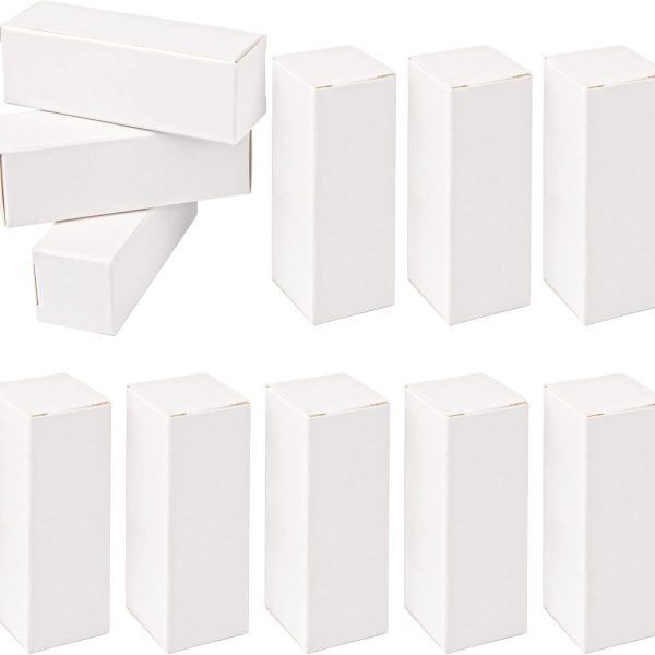 AUEAR, 50 Pack White Kraft Paper Lipstick Boxes Empty Lip Gross Box 3.35'x1.1'x1.1' Rectangle Lip Balm Boxes Perfume Essence Oil Packaging Cases for DIY Lip Gloss Gift Packing