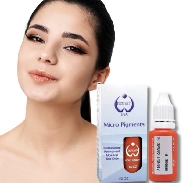 BIOTOUCH Micropigment ORANGE Pigment Color Permanent Makeup Microblading Supplies Eyebrow Shading Micropigmentation Cosmetic Ink Lip Eyeliner Ombre Feathering Hair Stroke LARGE Bottle 15ml