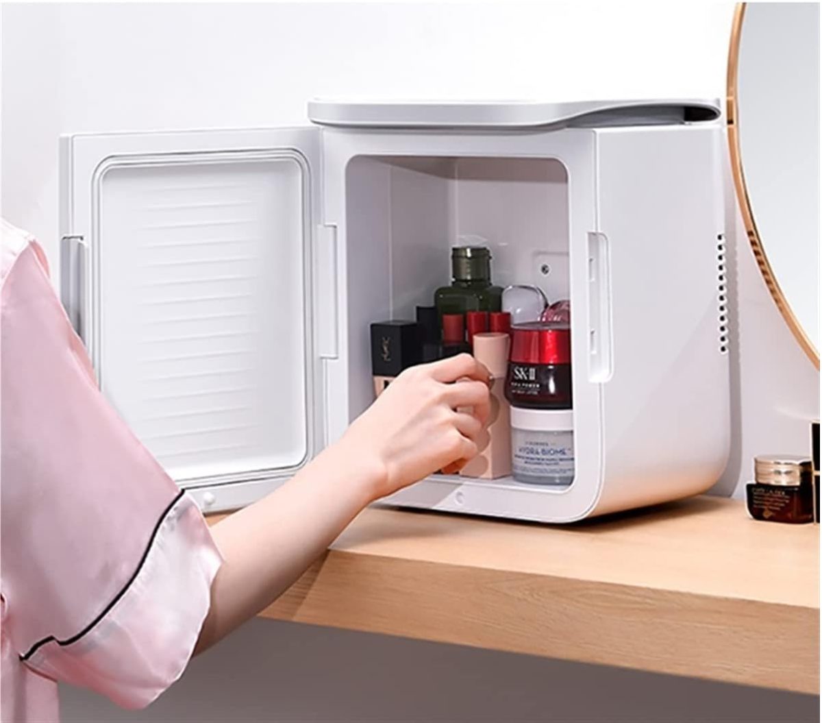 ⁦QBNZAXC Mini fridge Household Small Milk Refrigerator Black Refrigerators For Home Mini Fridge 220v Drinks Freezer Electric Cooler Room Refri⁩ - الصورة ⁦4⁩